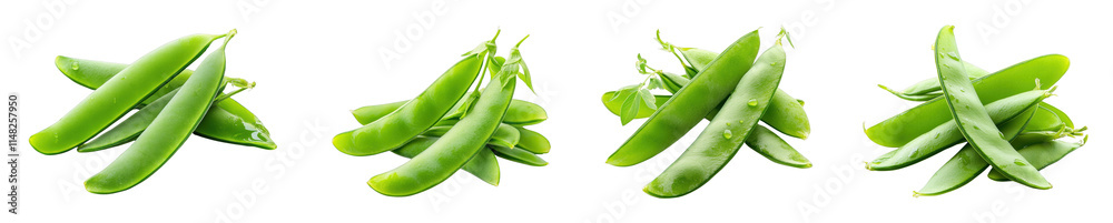 Fresh green peas arranged on a black background