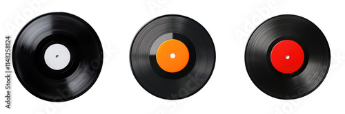 Collection of vintage vinyl records with colorful labels