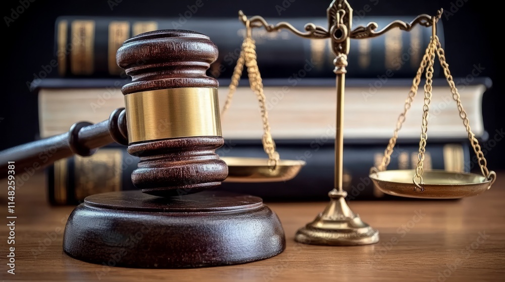 Gavel, scales of justice and law books Gavel, scales of justice and law books