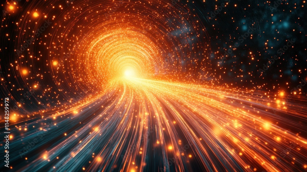 Fototapeta premium Glowing energy tunnel, abstract light streaks.