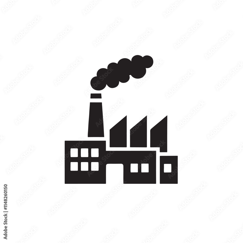 Obraz premium Factory icon with smoke emission.