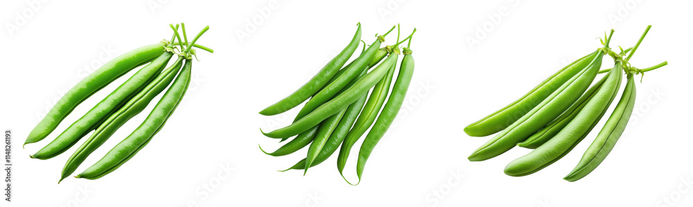 Fresh green beans arranged on a black background Fresh green beans arranged on a black background