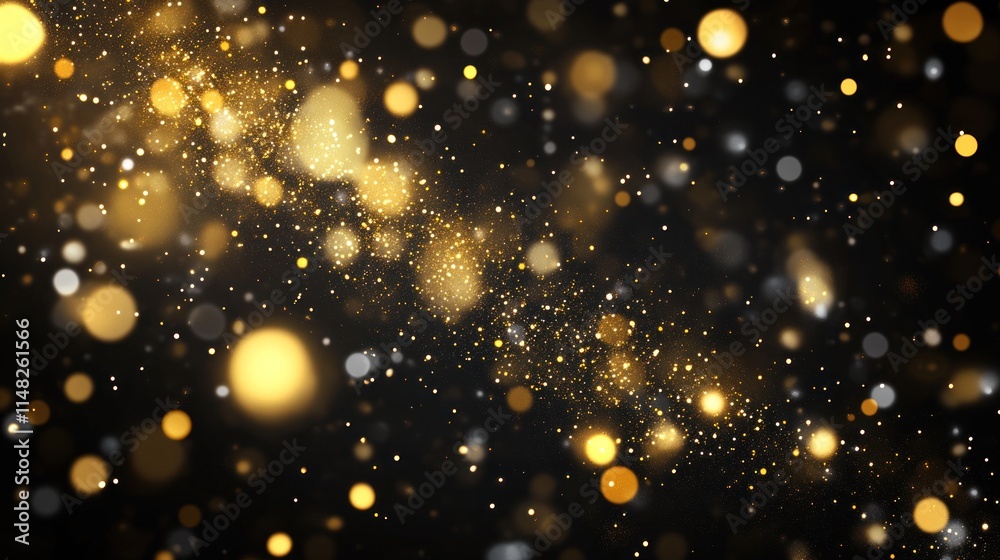 Abstract gold and silver glitter bokeh lights on black background. Abstract gold and silver glitter bokeh lights on black background.