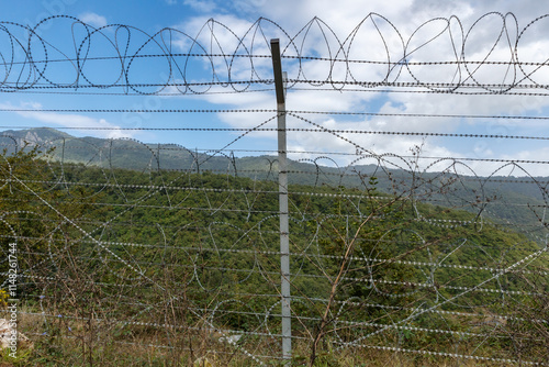 Border area between Iran and Azerbaijan showcasing security measures