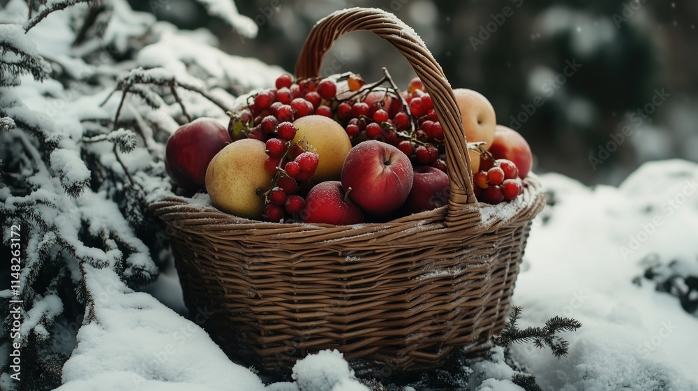 Fresh Fruits in Winter Basket Fresh Fruits in Winter Basket