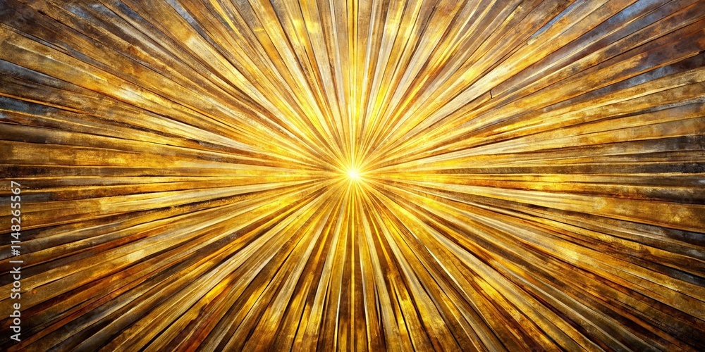 Naklejka premium Night Sunbeam Rays: Golden Oil Painting, Abstract Stripes, 3D Texture, Vibrant Burst