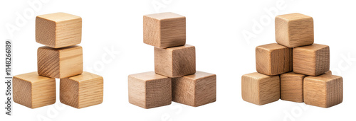 Creative wooden block sculptures showcasing balance and design