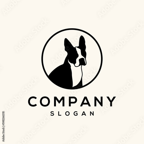 black dog silhouette vector logo circle