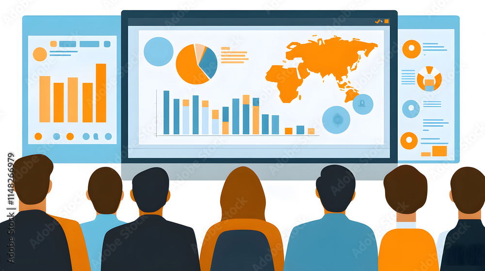 Obraz premium Flat vector illustration of professionals engaging in upskilling training sessions