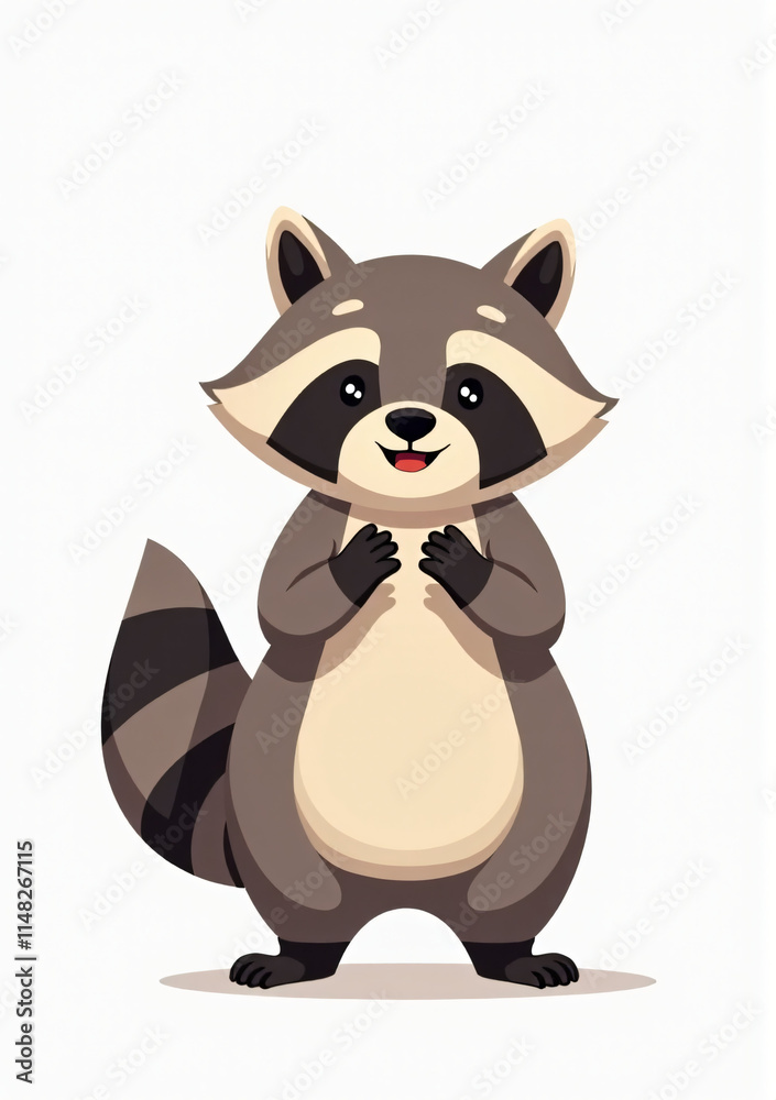 Playful Raccoon with Tail Up on White Background, 2D Vector Forest Animal Illustration
Playful Raccoon with Tail Up on White Background, 2D Vector Forest Animal Illustration