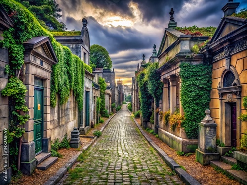 Old Cemetery Vaults Street Photography: Eerie Architecture, Historic Gravestones, Urban Decay
