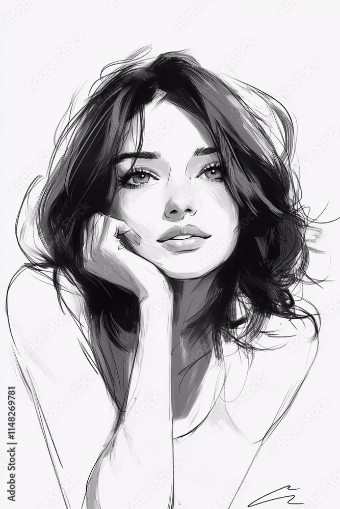 Portrait of a girl. Sketch