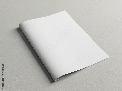 Blank A4 photor brochure mockup on light grey background.