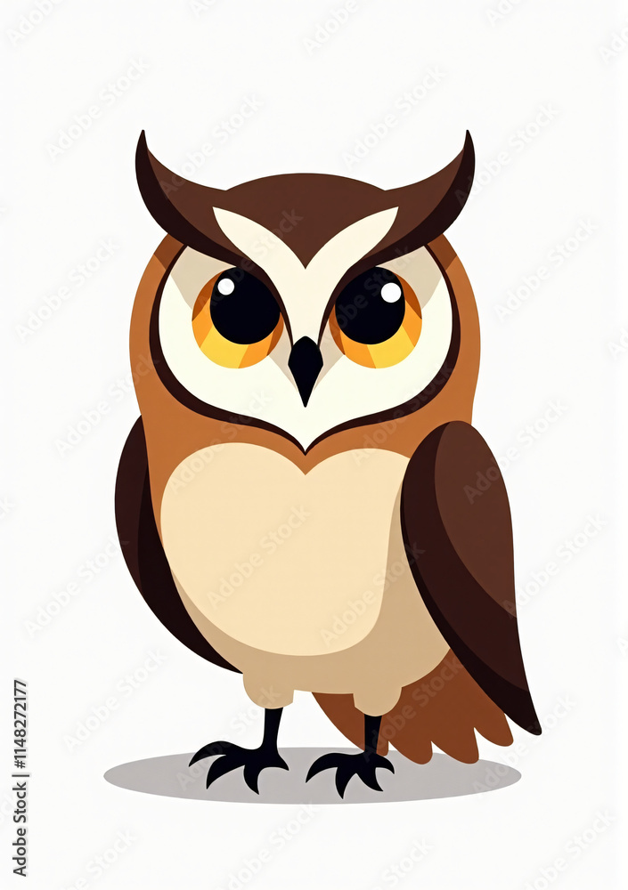 Playful Owl with Feathers, Cartoon Forest Animal on White Background
Playful Owl with Feathers, Cartoon Forest Animal on White Background