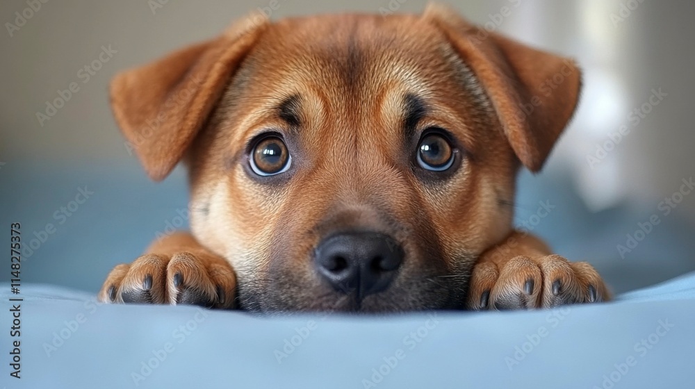 A curious and joyful Shiba Inu puppy peeking from behind a bright blue banner set against a pastel blue background bringing humor and charm to the design A curious and joyful Shiba Inu puppy peeking from behind a bright blue banner set against a pastel blue background bringing humor and charm to the design