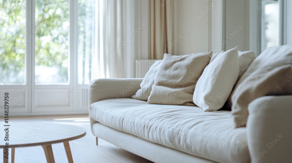 Minimalist modern room with refined, stylish decor. Featuring sleek lines and soft colors Minimalist modern room with refined, stylish decor. Featuring sleek lines and soft colors