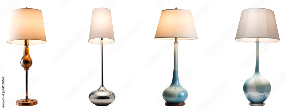 Set of various Table Lamps isolated on transparent background. Set of various Table Lamps isolated on transparent background.