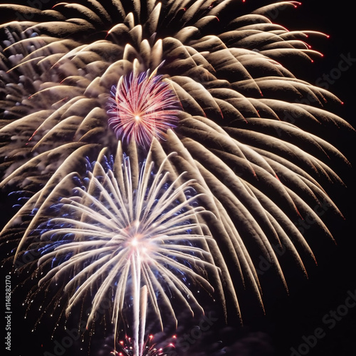 Feiertage - Spektakuläres Feuerwerk über der5 Stadt photo