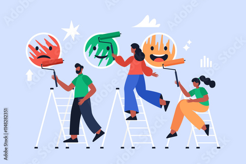 Customer feedback, user experience or client review rating business concept. Modern vector illustration of people satisfaction measurement