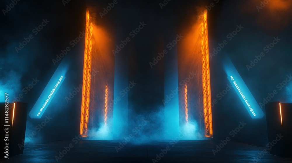 Neon Lights and Smoke in an Abstract Space Neon Lights and Smoke in an Abstract Space
