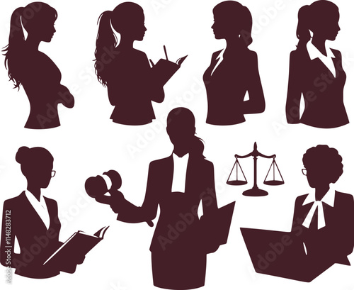 Female lawyers silhouettes.