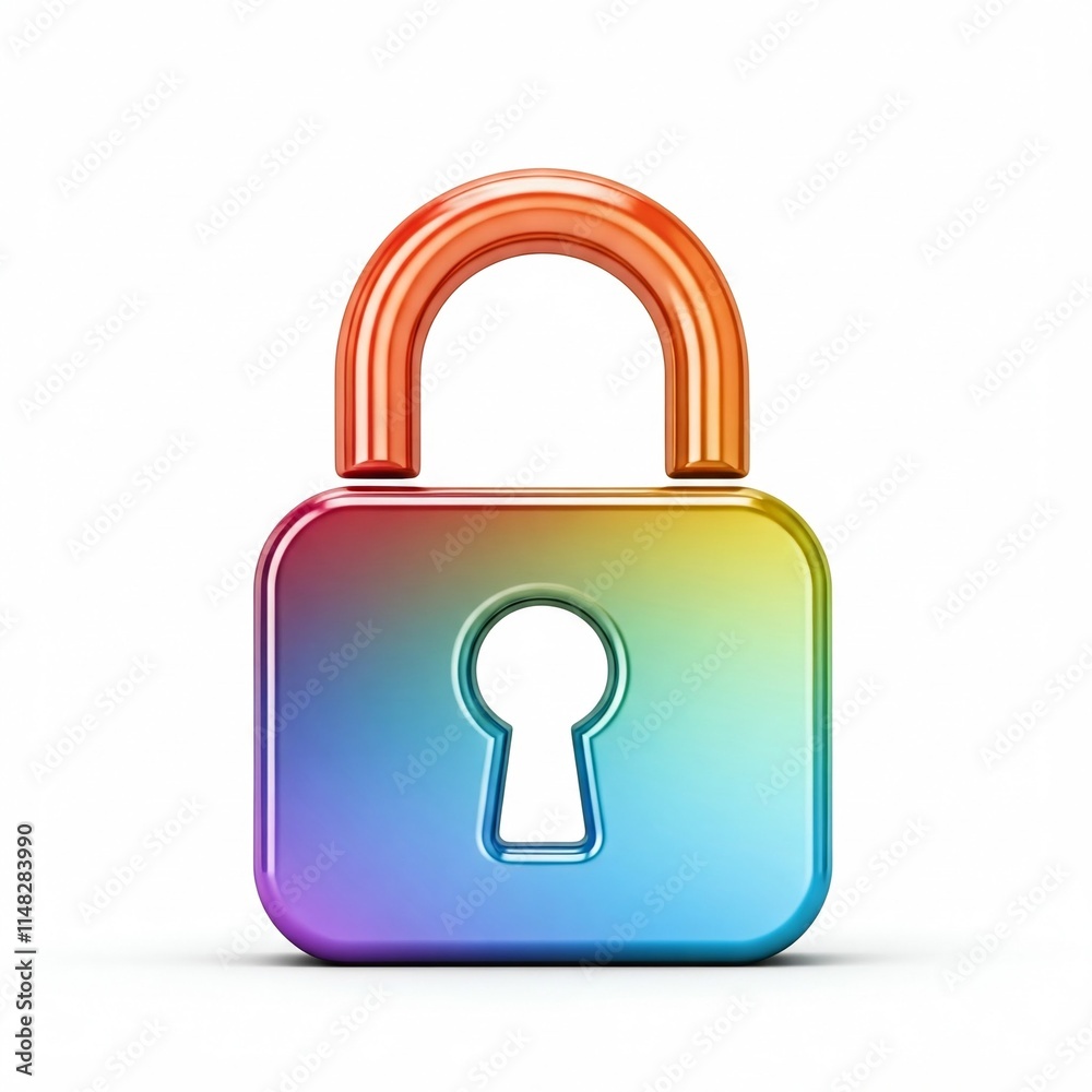 Colorful lock and key 3D Illustration Colorful lock and key 3D Illustration
