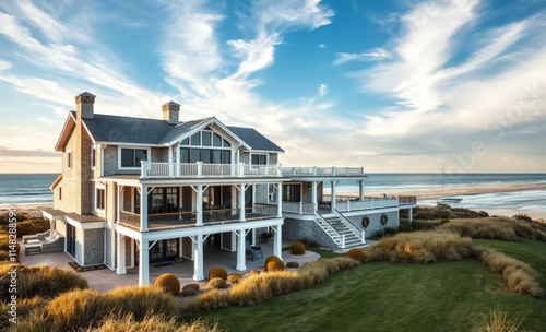 Hamptons style house architecture with beach and ocean inspired designs ocean front property ocean property house home beach real estate photo