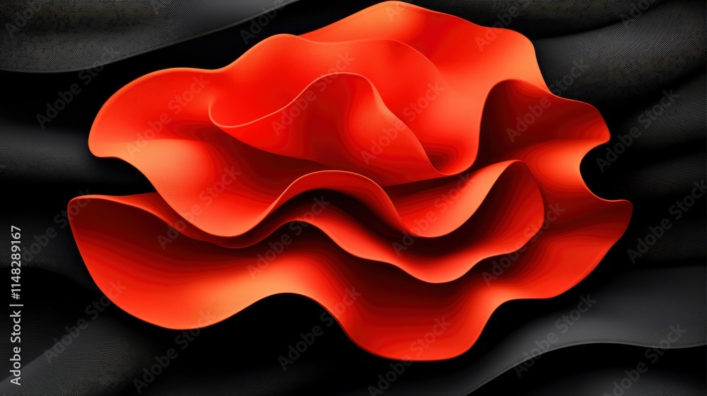 Fototapeta premium Abstract Red and Black Organic Form - Modern Art Background