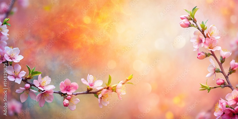 Pastel Spring Bloom Abstract Art: Blurred Painted Borders, Grunge Peach Apricot Pink Pastel Spring Bloom Abstract Art: Blurred Painted Borders, Grunge Peach Apricot Pink