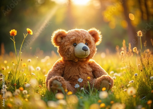 Peaceful Teddy Bear,  Serene Plush Toy,  Calming Bear,  Relaxed Stuffed Animal,  Tranquil Teddy,  Restful Bear Image,  Zen Bear Photo
