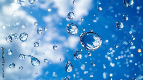 Wallpaper Mural A blue sky with many water droplets. The water droplets are scattered throughout the sky. The sky is clear and bright Torontodigital.ca