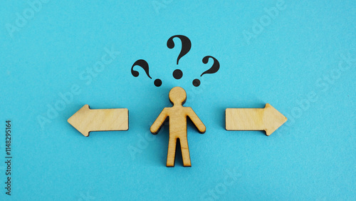 Figure choosing a path between two options. Decision-making and life choices.