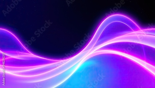 Neon Waves of Light.  Vibrant Abstract. Ideal Desktop Background or Wallpaper