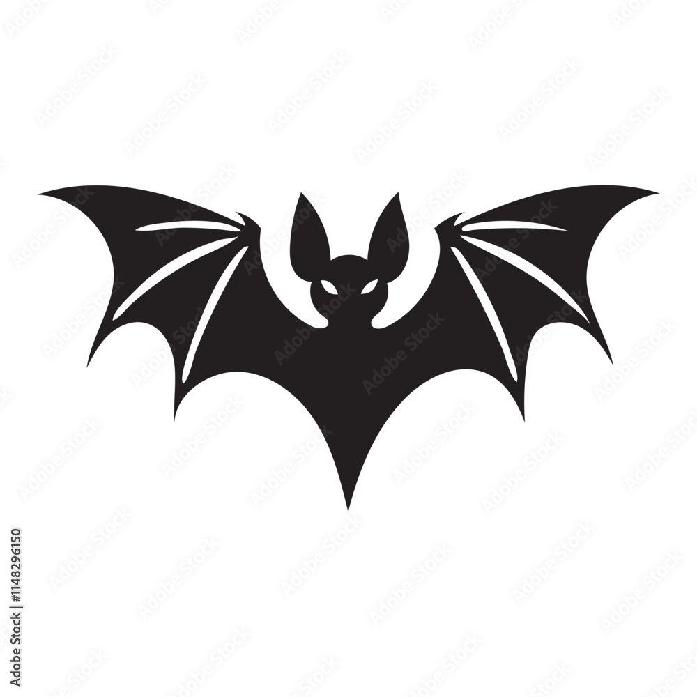 Black bat silhouette isolated on white background. Bat vector illustration. Black Bat art design.