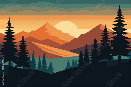 landscape in the mountains vector illustration