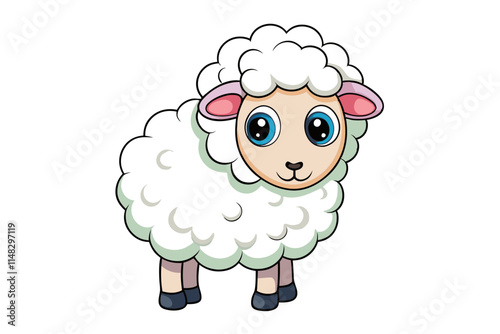 Cute sheep illustration in white background