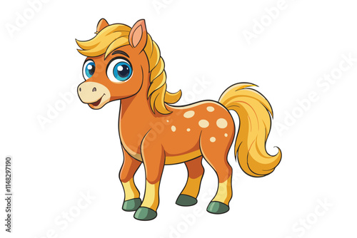 Cute horse illustration in withe background