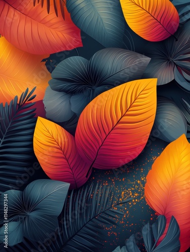 Vibrant and trendy flat design background in cartoon style, Features bold, vivid colors with a gradient palette (pink, orange, teal, and yellow) and abstract geometric shapes