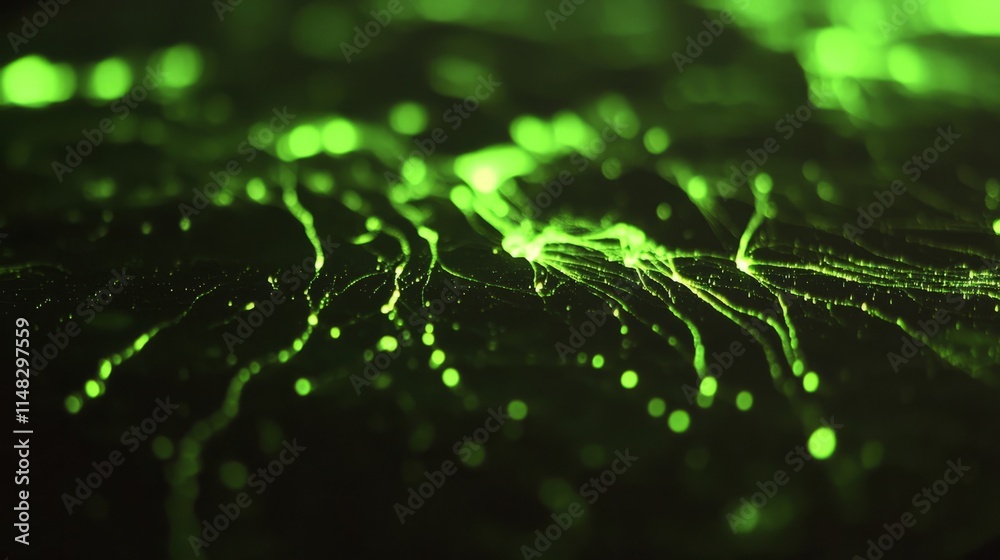 Green glowing cells under microscope reveal the intricate beauty of microscopic life, symbolizing the delicate balance and complexity of biological processes in nature Green glowing cells under microscope reveal the intricate beauty of microscopic life, symbolizing the delicate balance and complexity of biological processes in nature