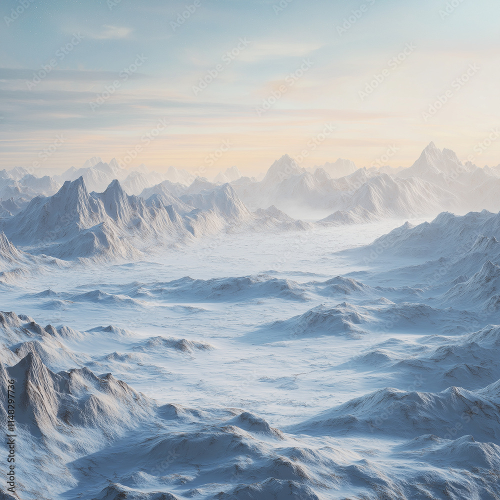 Obraz premium Traverse the Icy Expanse of a Glacial Plain with Jagged Peaks Revisited