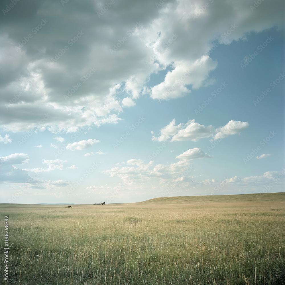 Experience the Vastness of a Grassy Steppe Under an Expansive Sky Experience the Vastness of a Grassy Steppe Under an Expansive Sky