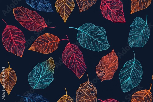 Intricate designs featuring leaves blend together seamlessly rhythmically