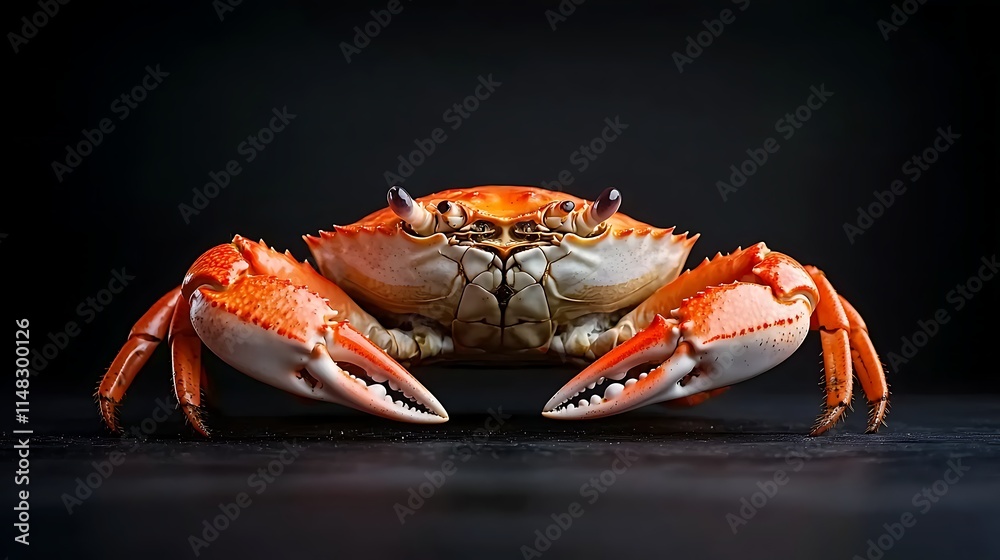 A Strikingly Vivid Red Crab on a Dark Background A Strikingly Vivid Red Crab on a Dark Background