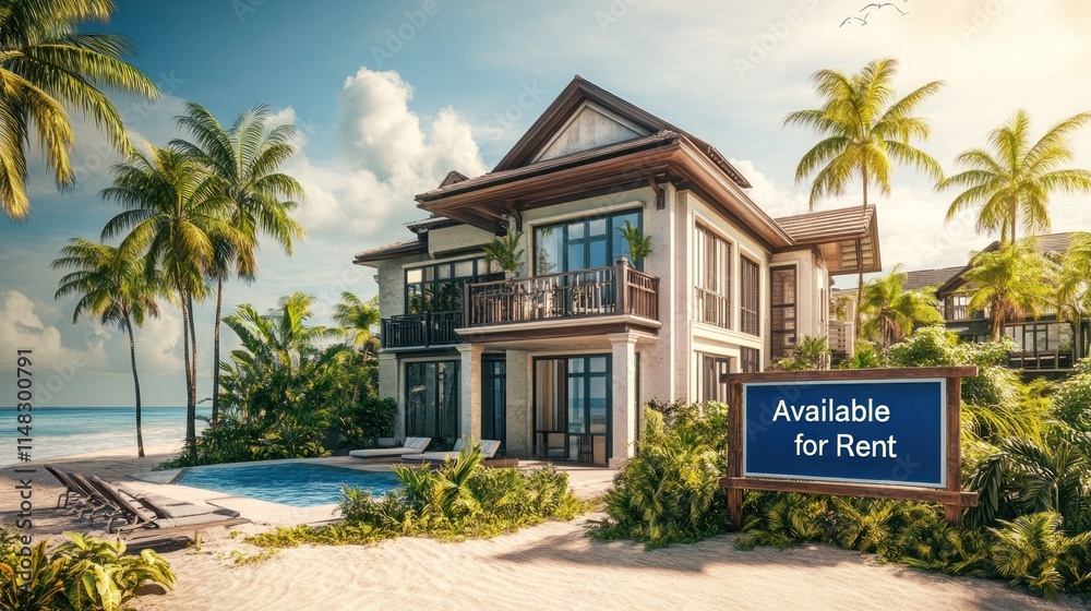 Beachfront villa rental, tropical house, ocean view, pool, palm trees, available for rent. Beachfront villa rental, tropical house, ocean view, pool, palm trees, available for rent.