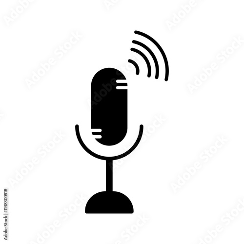 Retro microphone sign vector illustration icon vector illustration, pictogram isolated on white background. color editable