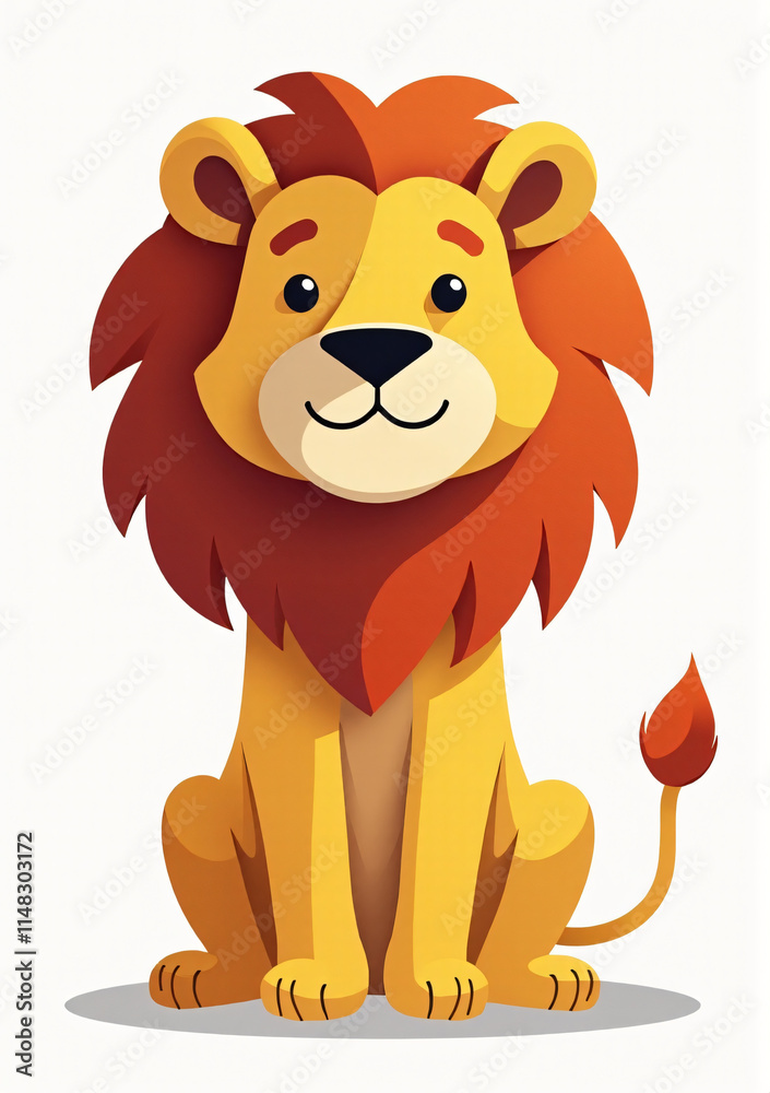 Regal Lion in Jungle, Stylized 2D Vector Art on White Background
Regal Lion in Jungle, Stylized 2D Vector Art on White Background