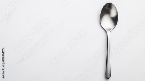 a stainless steel ladle, kitchen utensil, deep scoop, shiny metallic, isolated on white background
