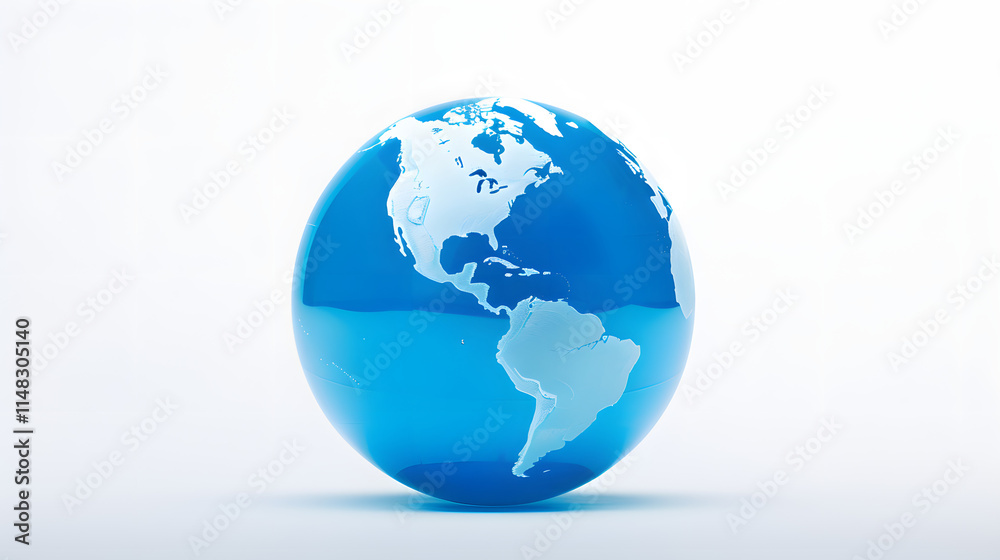 3D Rendered Blue Globe with World Map and Shiny Surface 3D Rendered Blue Globe with World Map and Shiny Surface