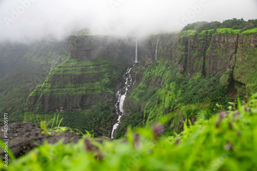 Hiwala waterfall seen from Ghatghar village, Bhandardara, Nashik