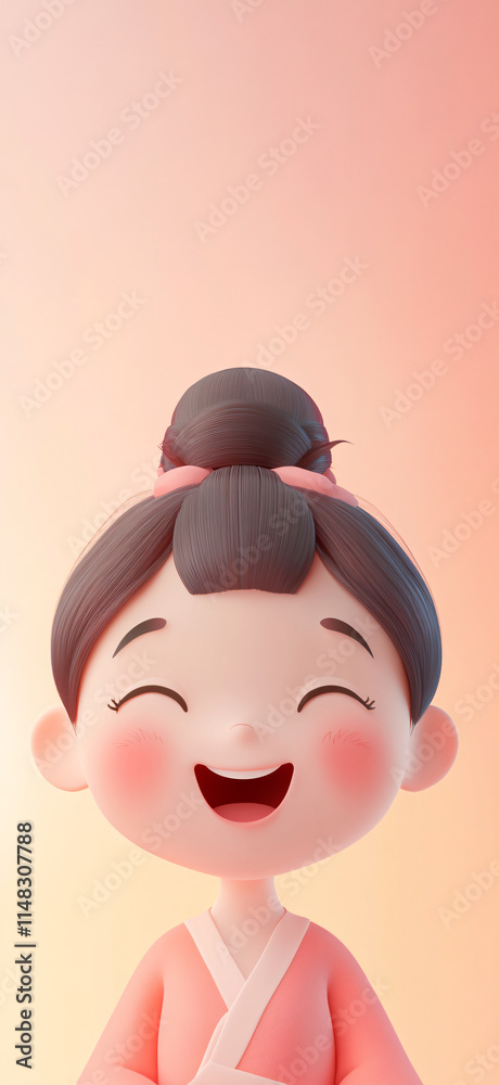 Fototapeta premium Holiday celebrations isolated on the background of 3D antique girl illustration